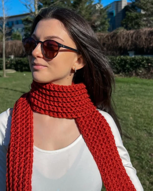 Kiremit Rengi Örgü Atkı