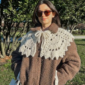 Krem Örgü Yakalık