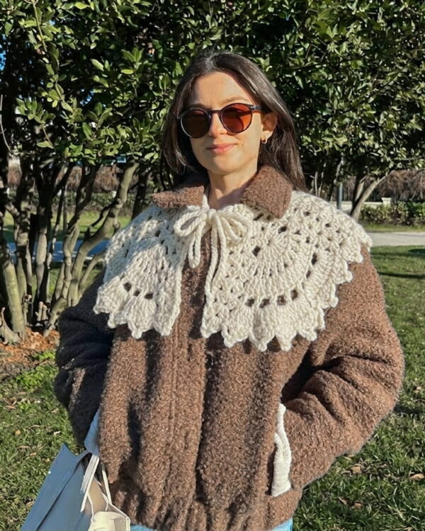 Krem Örgü Yakalık